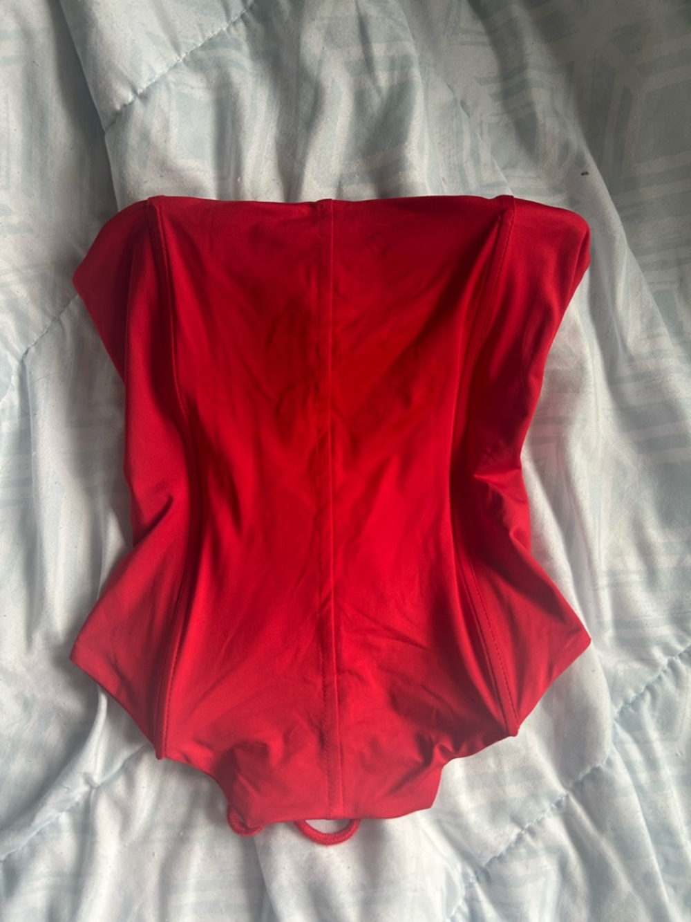 Red Strapless One-Piece Swimsuit